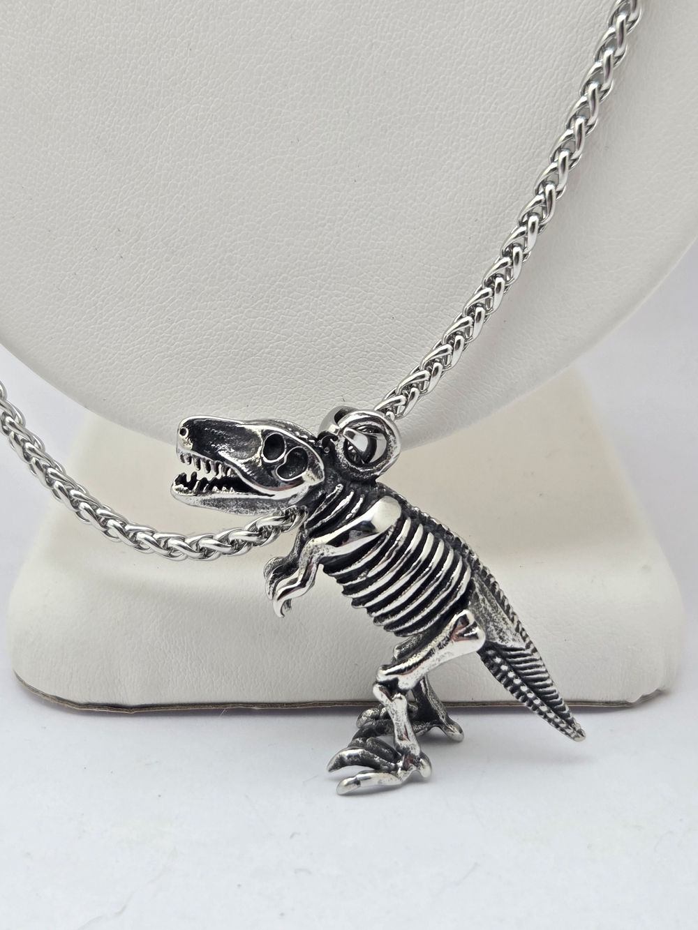 Stainless Steel 316L T-Rex Dinosaur Skeleton Pendant Necklace 23"